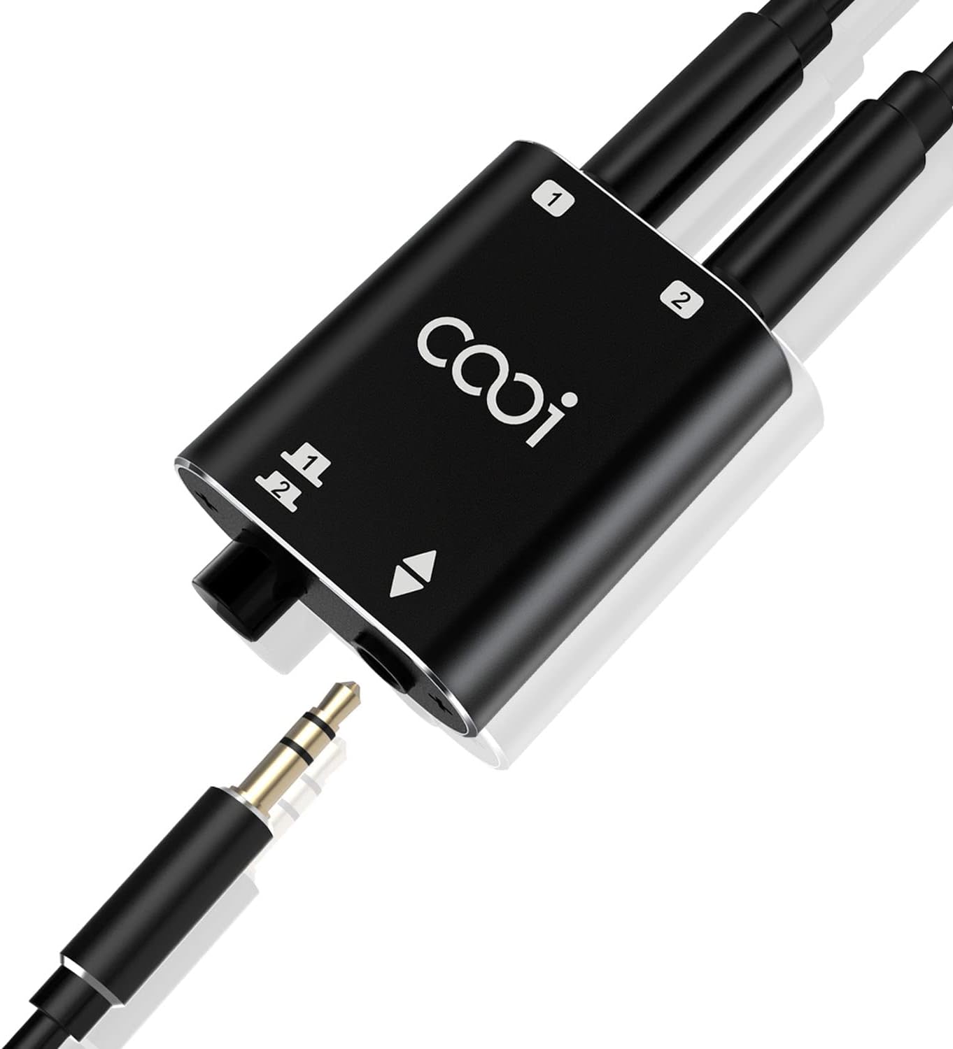 COOIDEA 3.5mm Stereo Audio Switcher - Support 1 In 2 Out or 2 In 1 Out with Audio Cable, 2 Port AUX Speaker Selector for PC, Phone, Laptop, Headphone