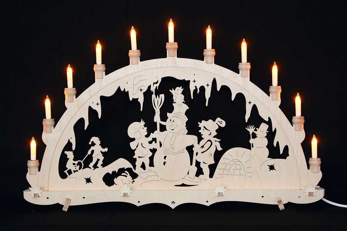 Schwibbogen Erzgebirge Lichterbogen Schneemann Weihnachten Advent Dekoration