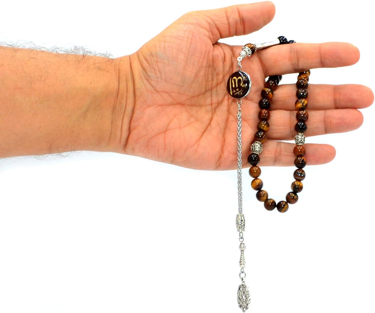 Special -Allah Tassel- Collection (8 mm -33 Beads) Worry Beads - Prayer Beads-Tesbih-Tasbih-Tasbeeh-Misbaha-Masbaha-Subha-Sebha-Sibha-Rosary (Tiger Eye Stone)
