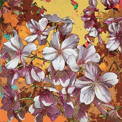 Impression sur toile fleurs abstraites KEBIA pour un salon chaleureux et contemporain 50x50cm