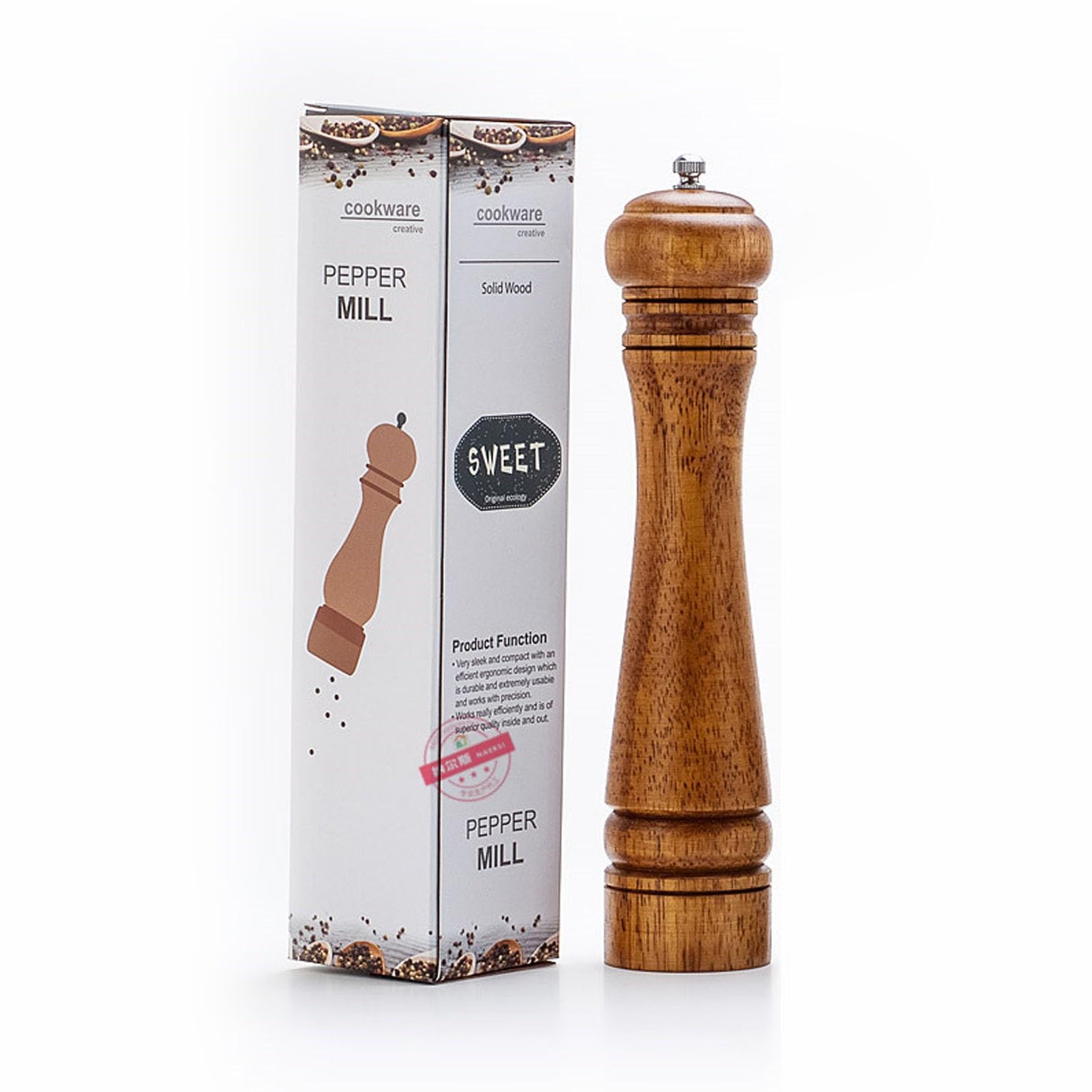 Moulin à poivre manuel en bois rechargeable lot de 2