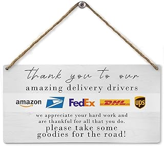 XXBCSS Thank My Driver,Delivery Driver Snack Sign Wood Wall Decor,Package Delivery Sign Wall Hanging for Front Door Outdoor Package Delivery Boxes Mail Box Office 12X6 in