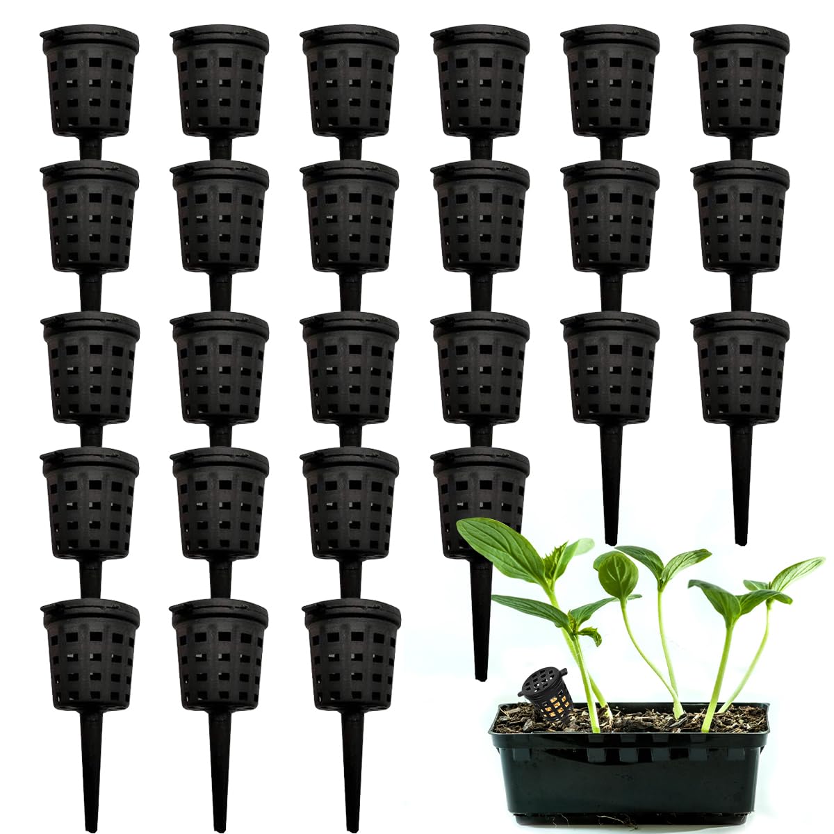 ZOOMPIL Plastic Bonsai Fertilizer Basket, 25 Pcs Bonsai Fertiliser Baskets, Reusable Plastic Garden Tool Cover Box Basket Pots, for Flower Plant Succulents