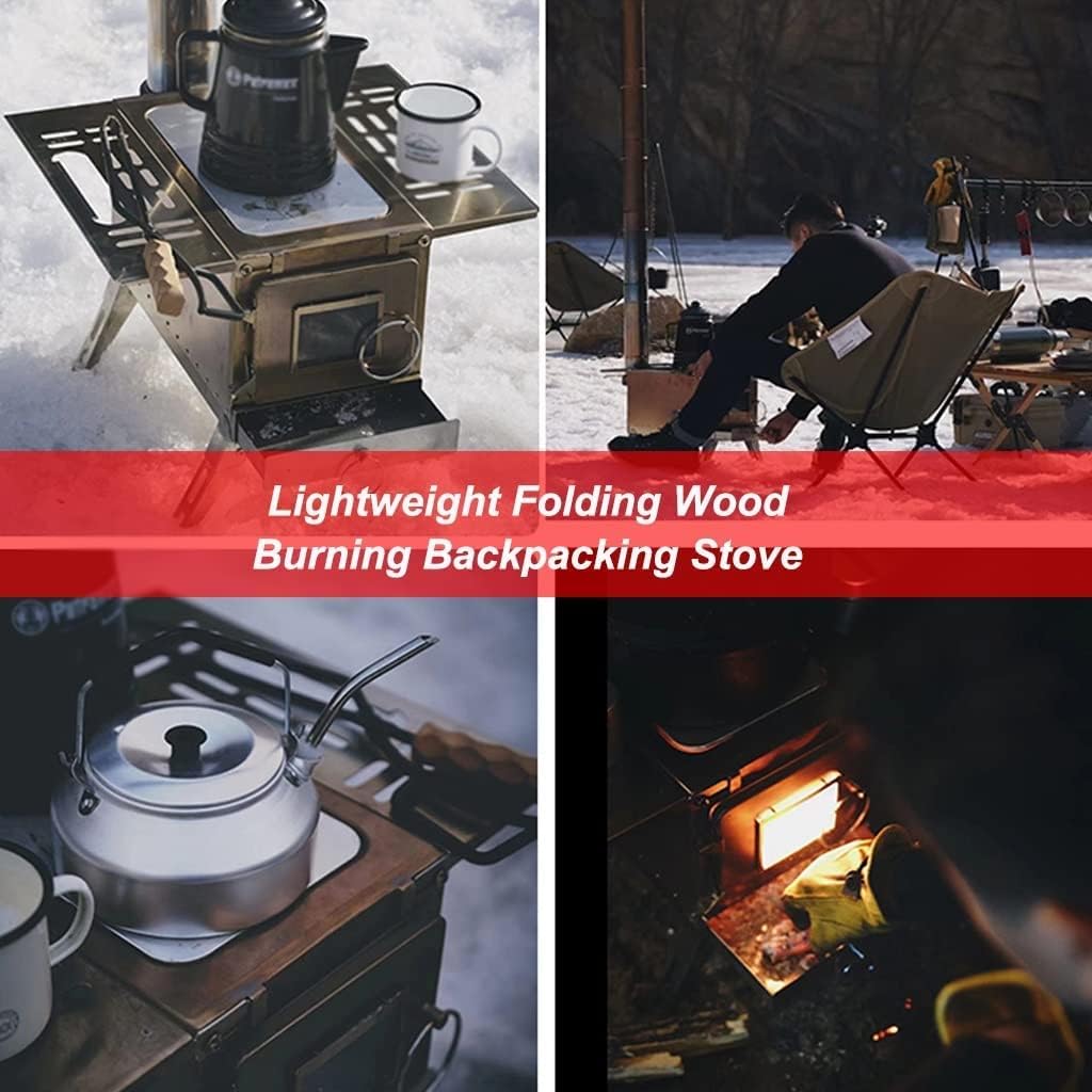 Leaf Blowers & Vacuums Wood Burning Camp Stove,Stainless Steel Folding Backpacking Stove,Camping Stove Portable,Kitchen Wood Stove Camping,for Camping and Hiking