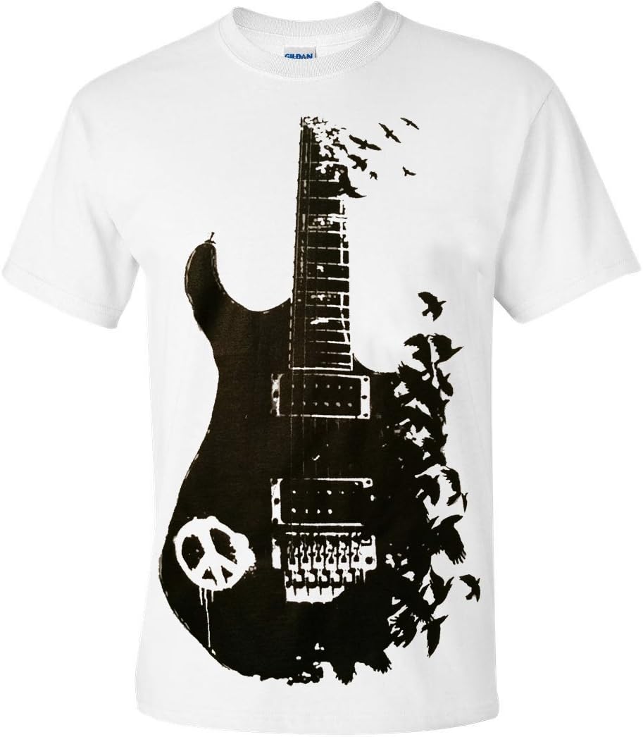 Band Guitar Cotton T Shirt/Rock/Metal/Peace/Music/Crow/Goth/Tattoo/Unisex/Top