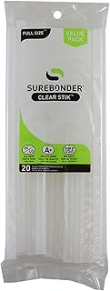 Surebonder Made in the USA All Purpose Stick Glue Sticks-All Temperature-Clear 7/16" D, 10" L Glue Stick-20 Sticks per Bag