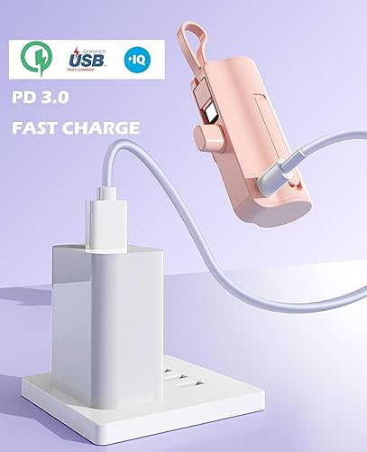 Miniatura 8 de Mini banco de energía portátil de 5500 mAh, cargador de energía portátil de doble puerto USB-C, batería de pantalla LED LCD compatible con iPhone