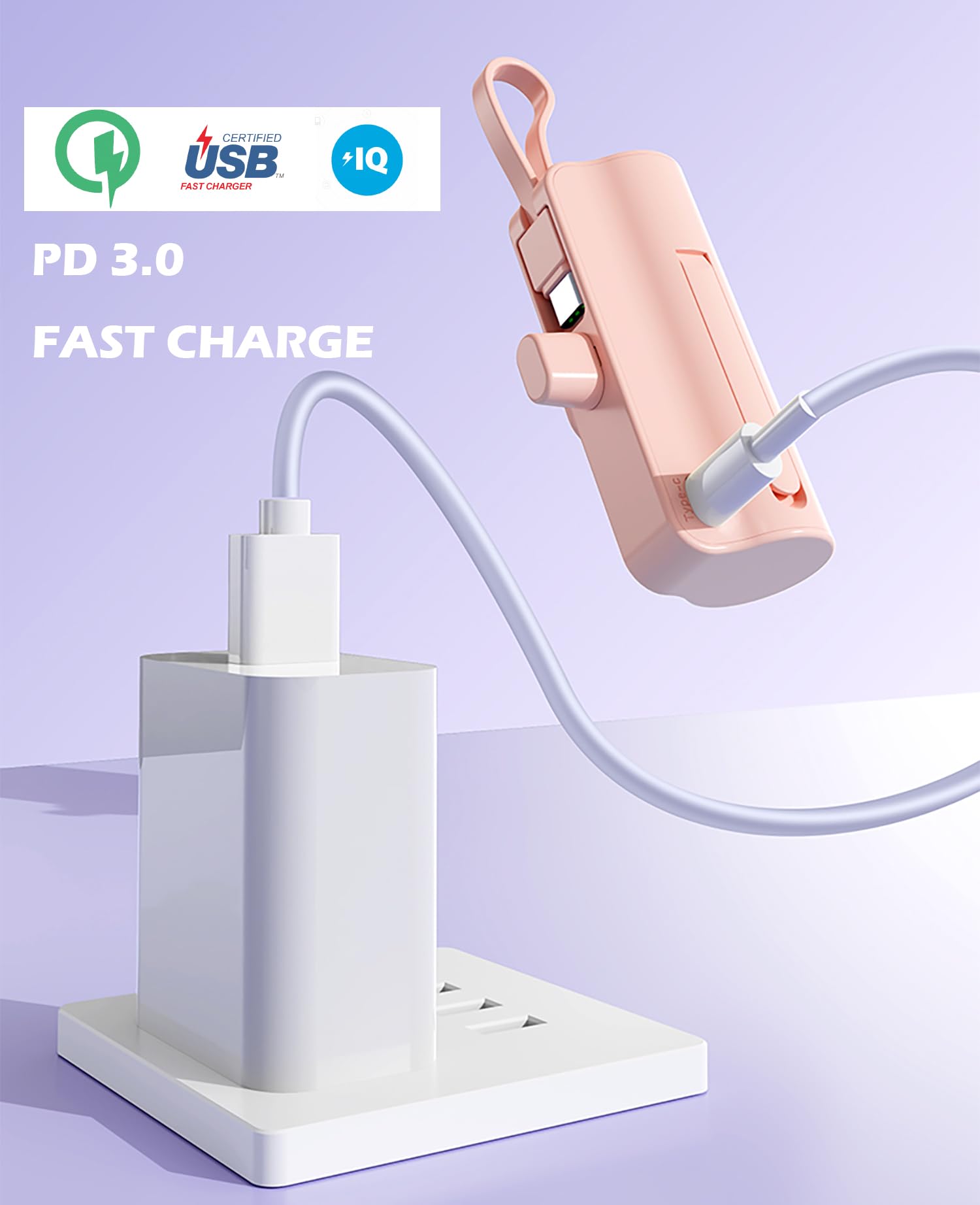 Mini power bank portatile da 5500 mAh, doppia porta USB-C, caricabatterie per telefono cellulare, batteria con display LCD a LED, compatibile con iPhone17/16/15 Plus/15 Pro/15 Pro Max/Android Phone