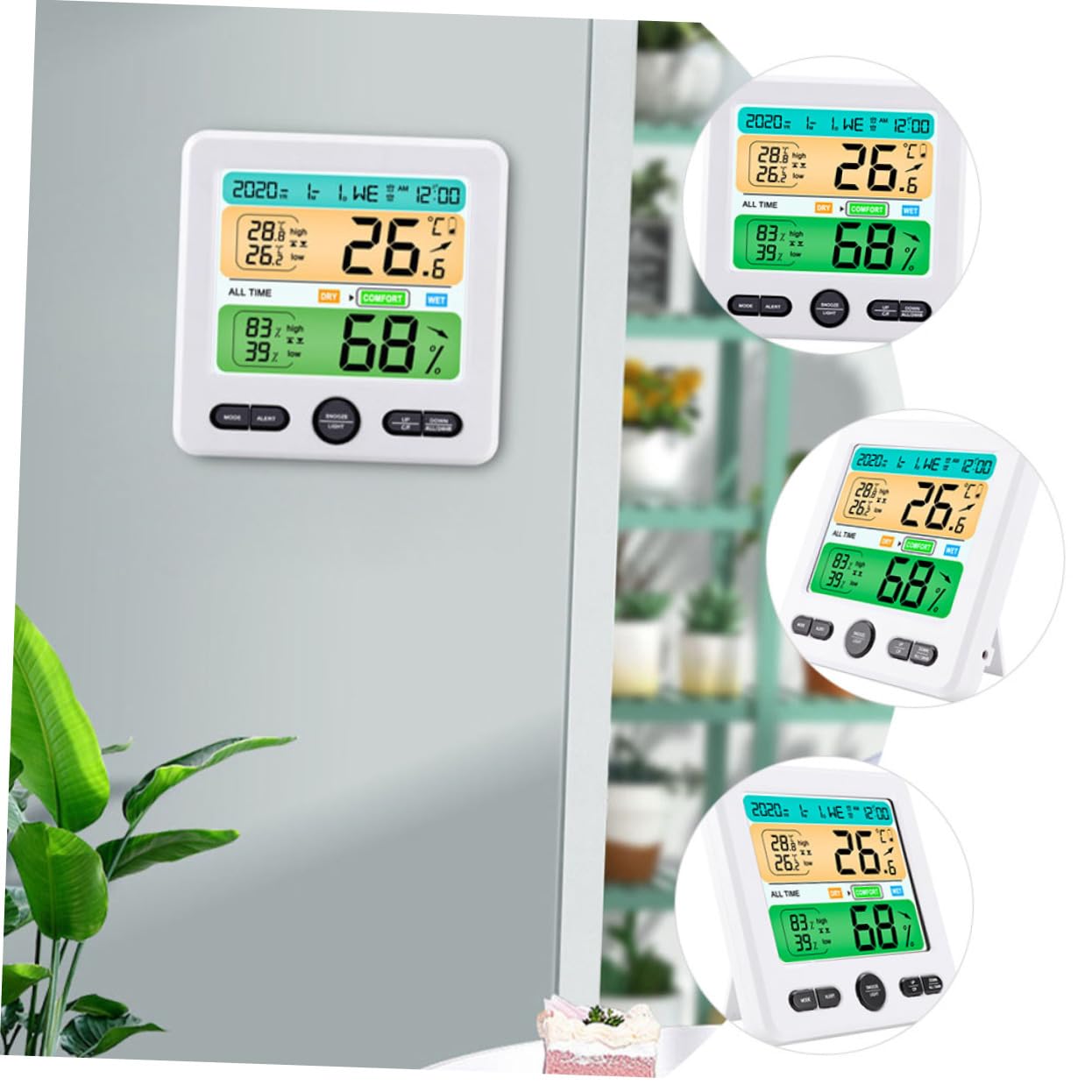 1set Igrometro Digitale Con Termometro e Orologio Monitor Di Temperatura e Umidità Da Display e Facile Da Leggere Per Casa Ufficio e Spazi Pubblici