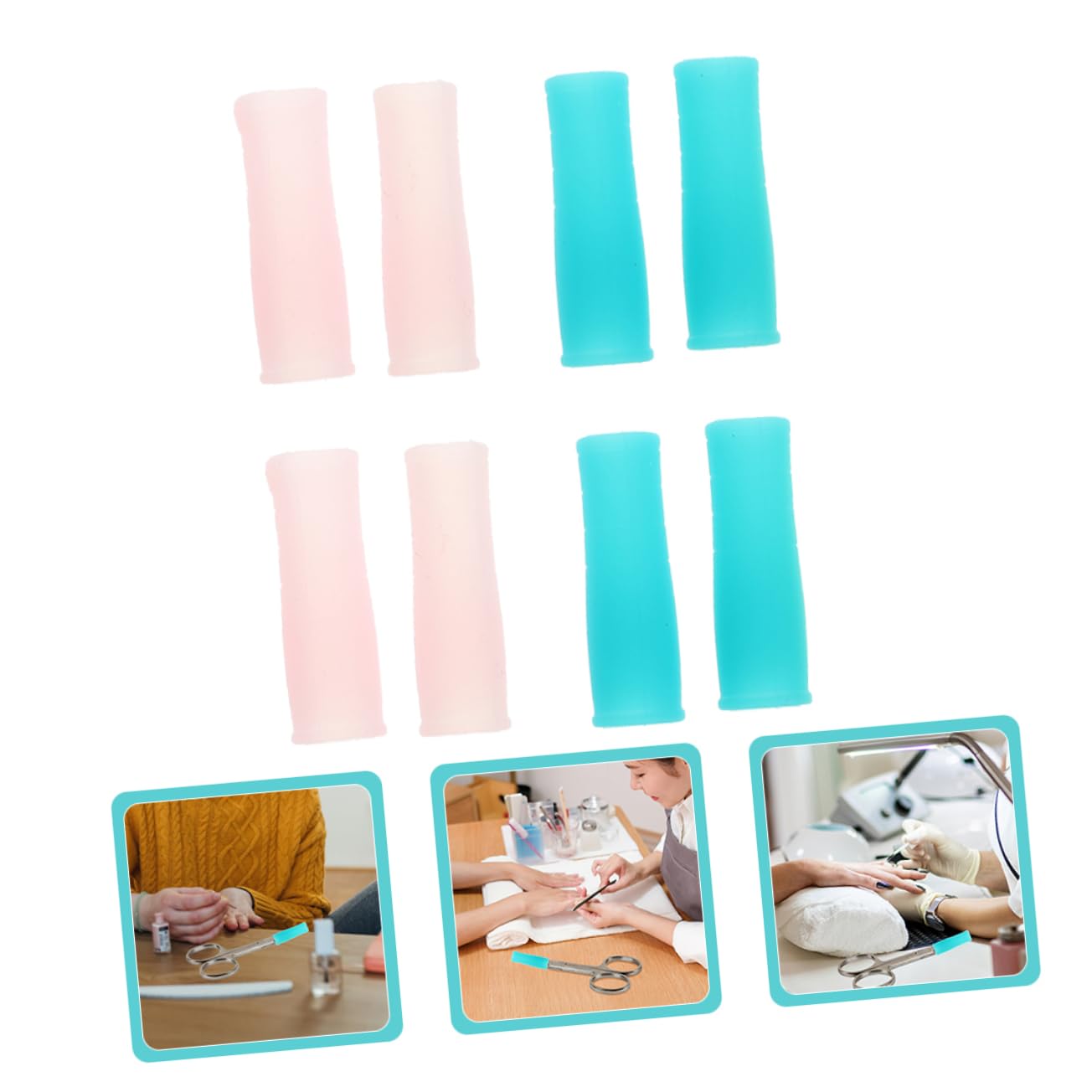 8pcs Manicure Scissors Cover Silicone Protective Sleeve for Nail Cuticle Scissor Professional Tweezers Cover Pedicure Tool