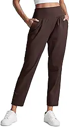 Butterlift Calças de ioga casuais com tornozelo para mulher 7/8 cónicas plissadas à frente para viagens de lazer com bolsos