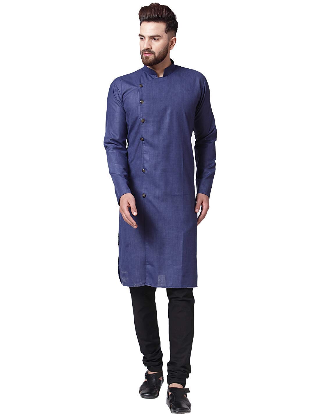 Mens Cotton Blend Angarakha Kurta Pyjama Set-image-40