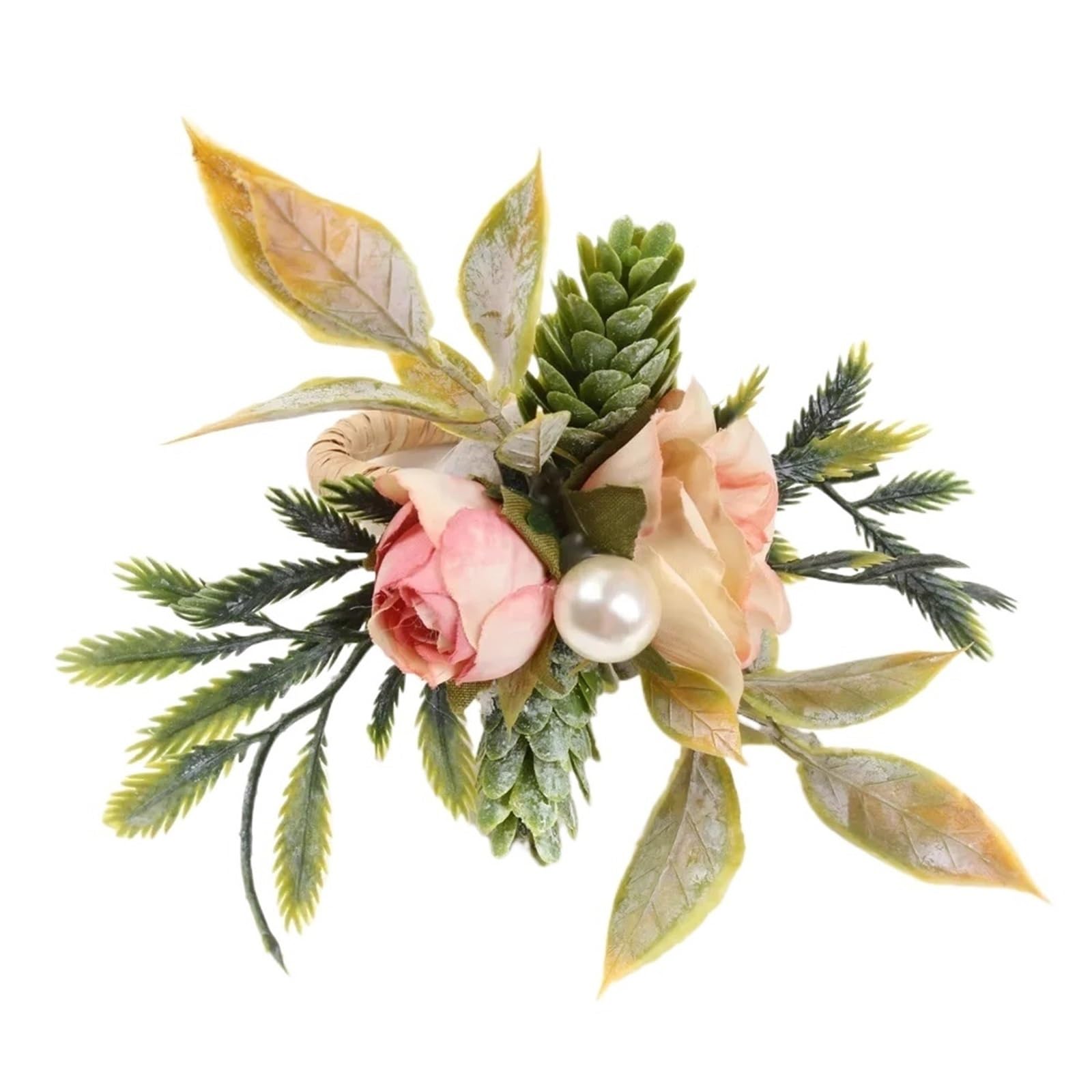 Lot de 6 Ronds Serviette Fleuris ornés Perles, Parfaits for Les Mariages, fêtes, Noël, Jours fériés et Thanksgiving pour DéCoration Table