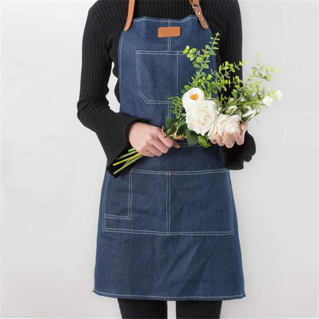 Cotton And Linen Three-color Women's Canvas Apron Home Chef Kitchen Work Clothes