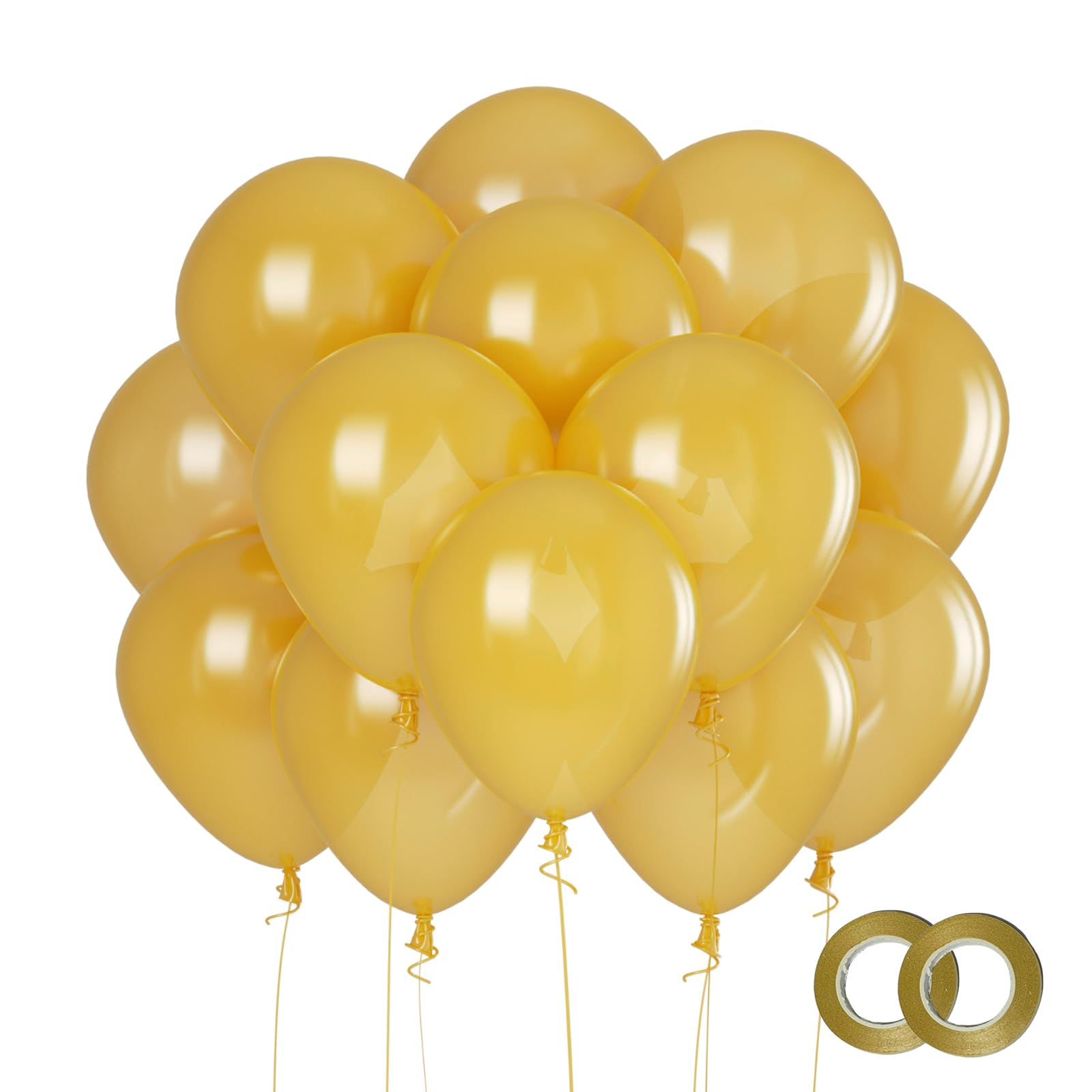 Strahlend Gold Luftballons 12 Zoll, 110 Stück Vakuumverpackte Partyballons, 100% Naturlatex, Heliumtauglich für Hochzeit, Geburtstag, Weihnachten, Valentinstag