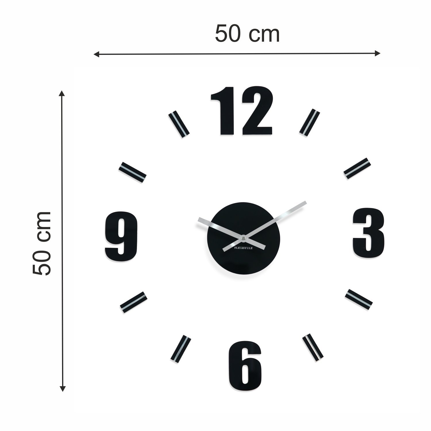 Nowoczesny zegar ścienny DIY Magico duży 50 cm, stylowy, do salonu, sypialni