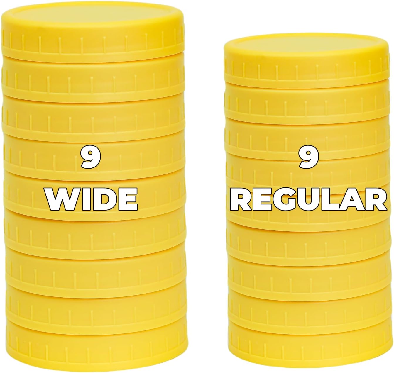 Bedgeta 18 Pack 9 Wide Mouth & 9 Regular Mouth Mason Jar Lids with Silicone Rings,Thickened Leak-proof Lids Fit Ball,Kerr and More, 18 Color Plastic Lids, 86mm &70mm Plastic Mason Jar Lids
