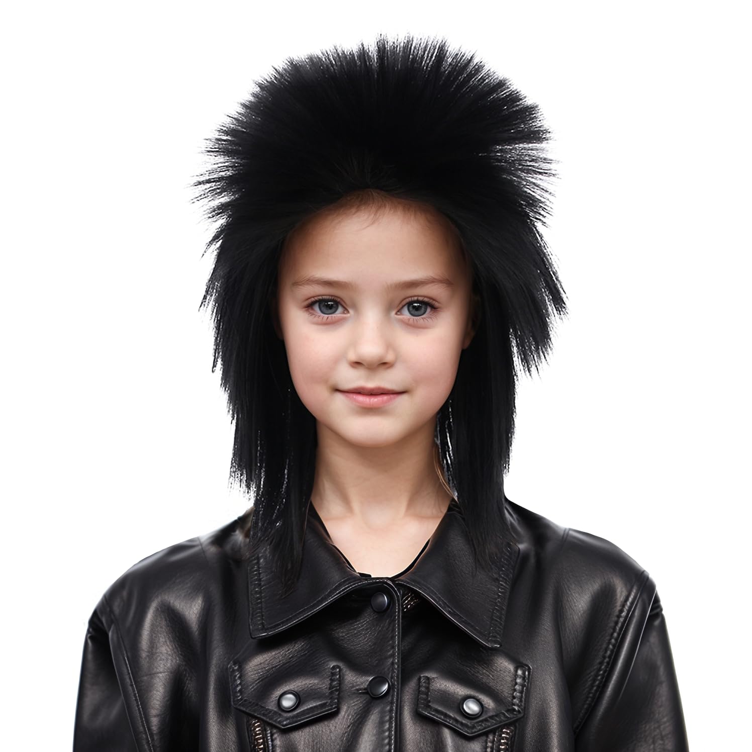 DUDUWIG Child Black Wig Kids Long Straight Black Wig Synthetic Wig Cosplay Hair Wig