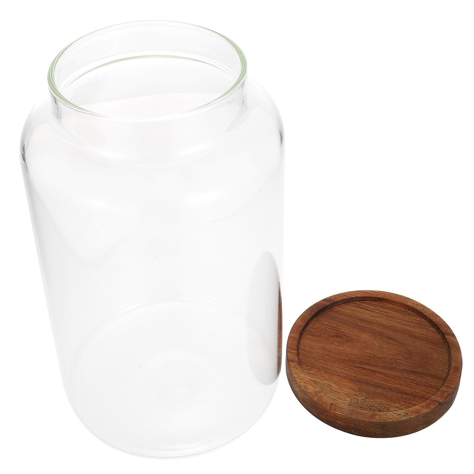 2, 8l Glas Vorratsglas mit Holzdeckel für Lebensmittel | Flacher Boden, Transparentes Design, für Küche und Tisch, Geeignet für Getreide, Tee und Süßwaren
