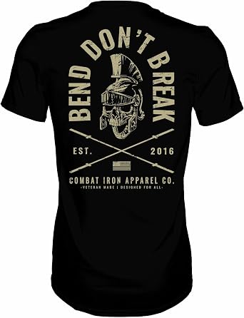 Combat Iron Mens Graphic Short Sleeve T-Shirt - Bend Dont Break Barbell Skull Tee