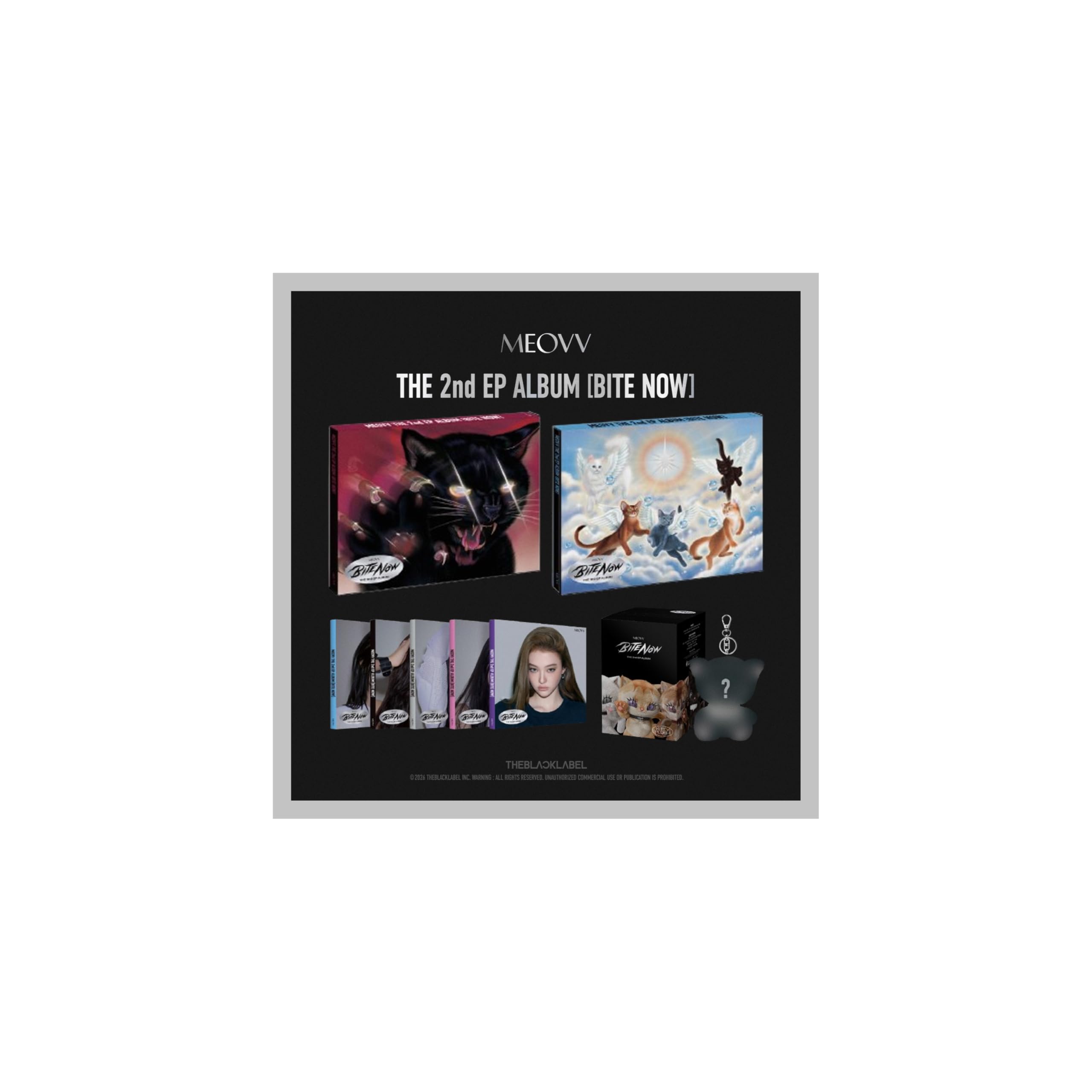 (Juego completo: 2 fotolibros + 5 MEOVV + 1 llavero) MEOVV BITE NOW 2.º EP Álbum con seguimiento MEOW