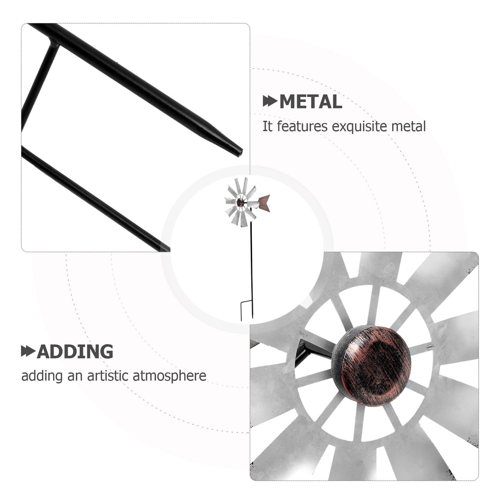NUOBESTY Große Drehbare Windmühle aus Robustem Metall Farbiges Windrad Gartendekoration für Balkon und Garten