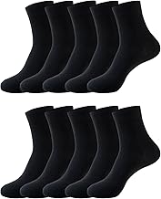 10-Pair Pack Durable Crew Socks for Men, Soft and Breathable Mid-calf Socks Men size 6-9 (Black 19000)