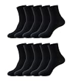 10-Pair Pack Durable Crew Socks for Men, Soft and Breathable Mid-calf Socks Men size 6-9 (Black 19000)