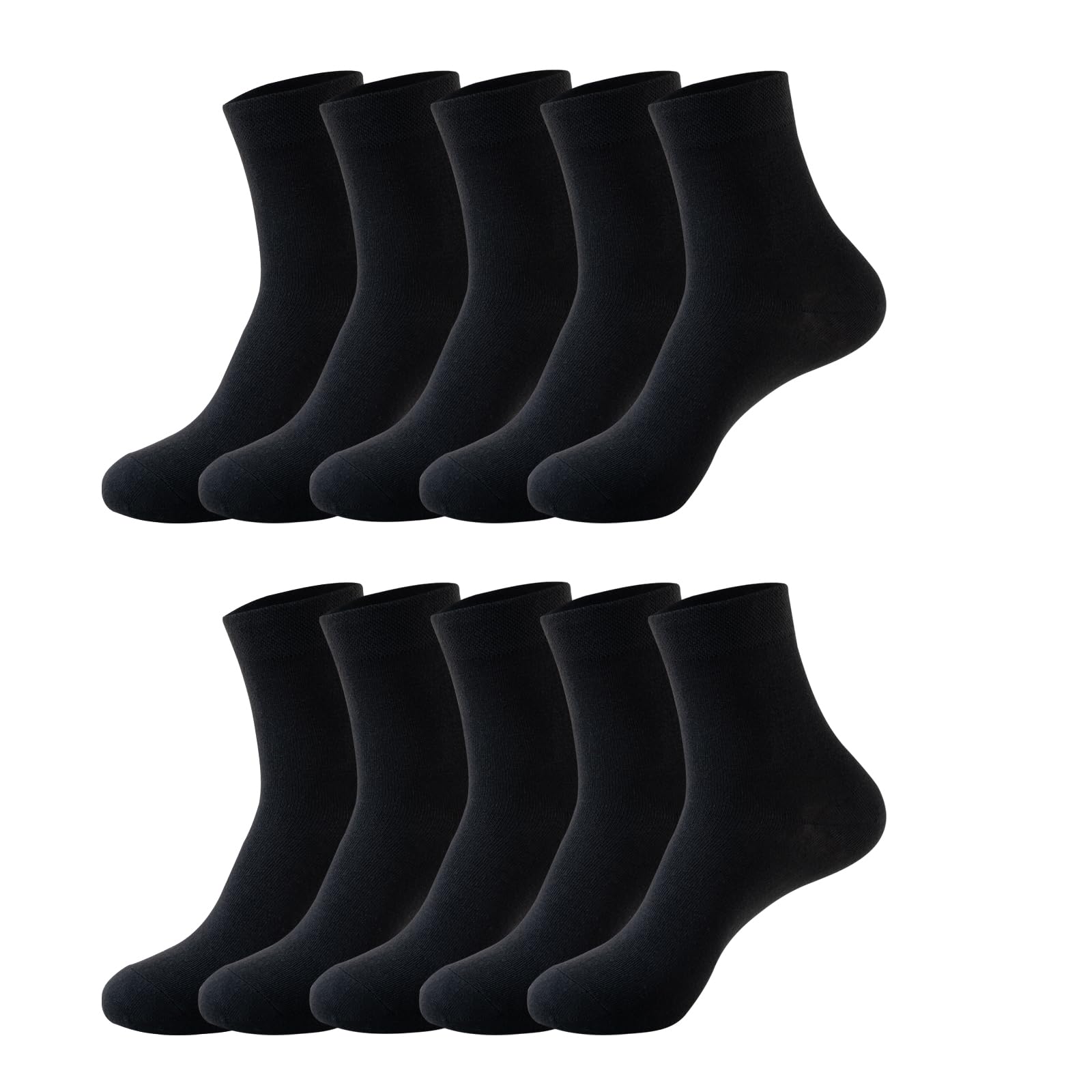 Photo 1 of 10-Pair Pack Durable Crew Socks for Men, Soft and Breathable Mid-calf Socks Men size 6-9 (Black 19000)