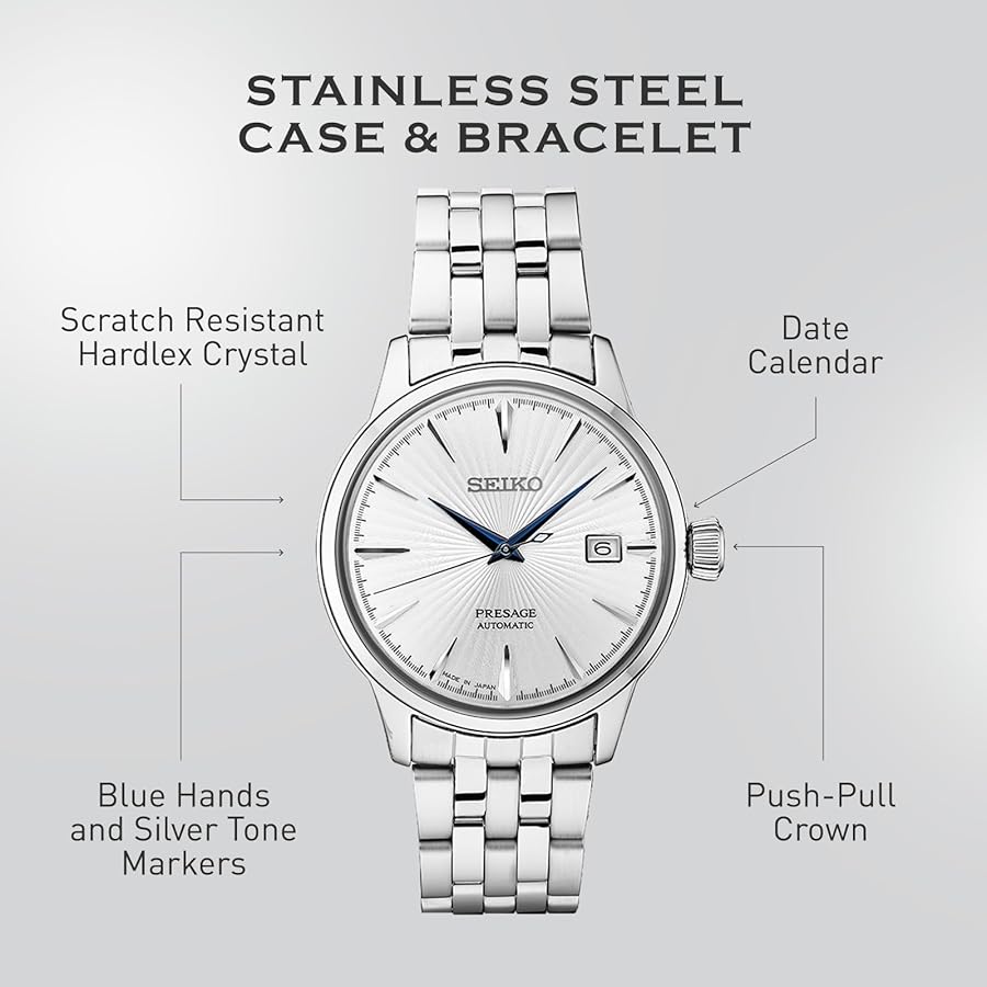 Seiko Presage Automatic Cocktail Time White Dial Dress Watch