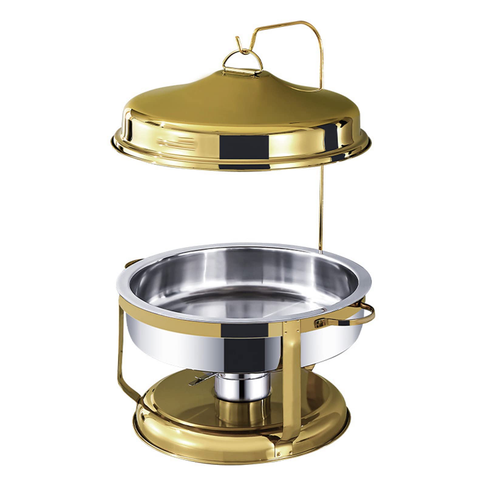 CWCQGH Round Stainless Steel Chafing Dish with Food Pan and Lid for Catering and Buffet Service
