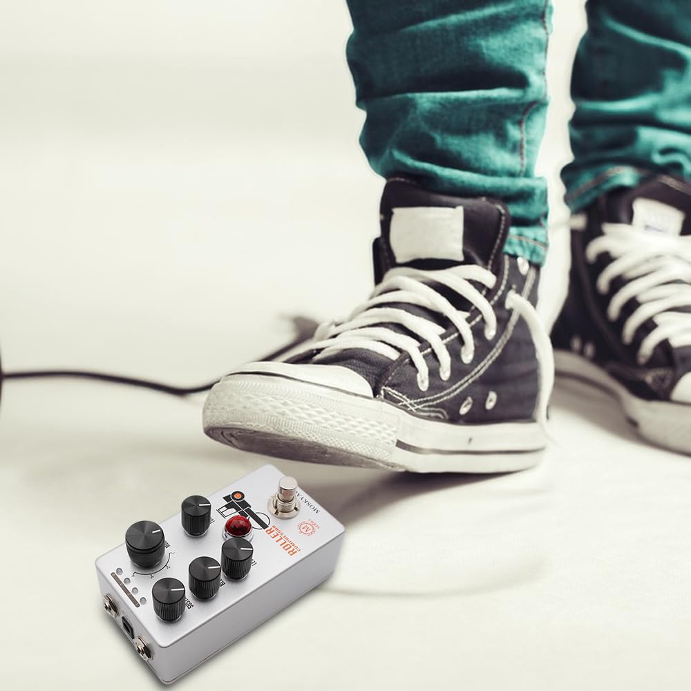 Btuty Chitarra Compressore Pedale Chitarra Elettrica Effetti Pedale Sustain/Miscela/Livello/Tone Control True Bypass Metal Shell DC 9V 6.35mm Interfaccia di ingresso/uscita Mini Chitarra Compressore
