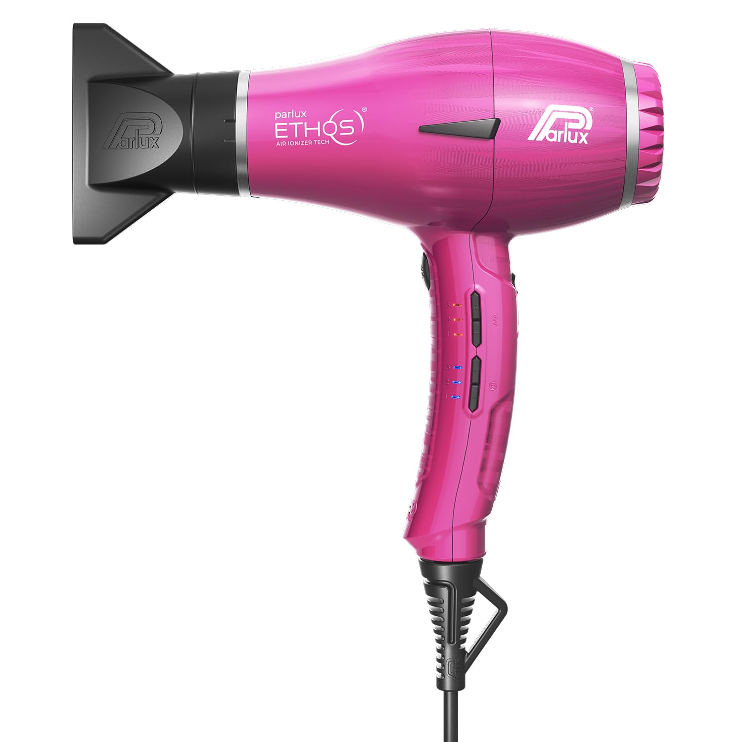 Parlux Ethos® Asciugacapelli Digitale Professionale con Ioni negativi, 9 combinazioni di Velocità e Temperatura, Cavo girevole brevettato, Potente e Leggero, Made in Italy, Colore Fucsia