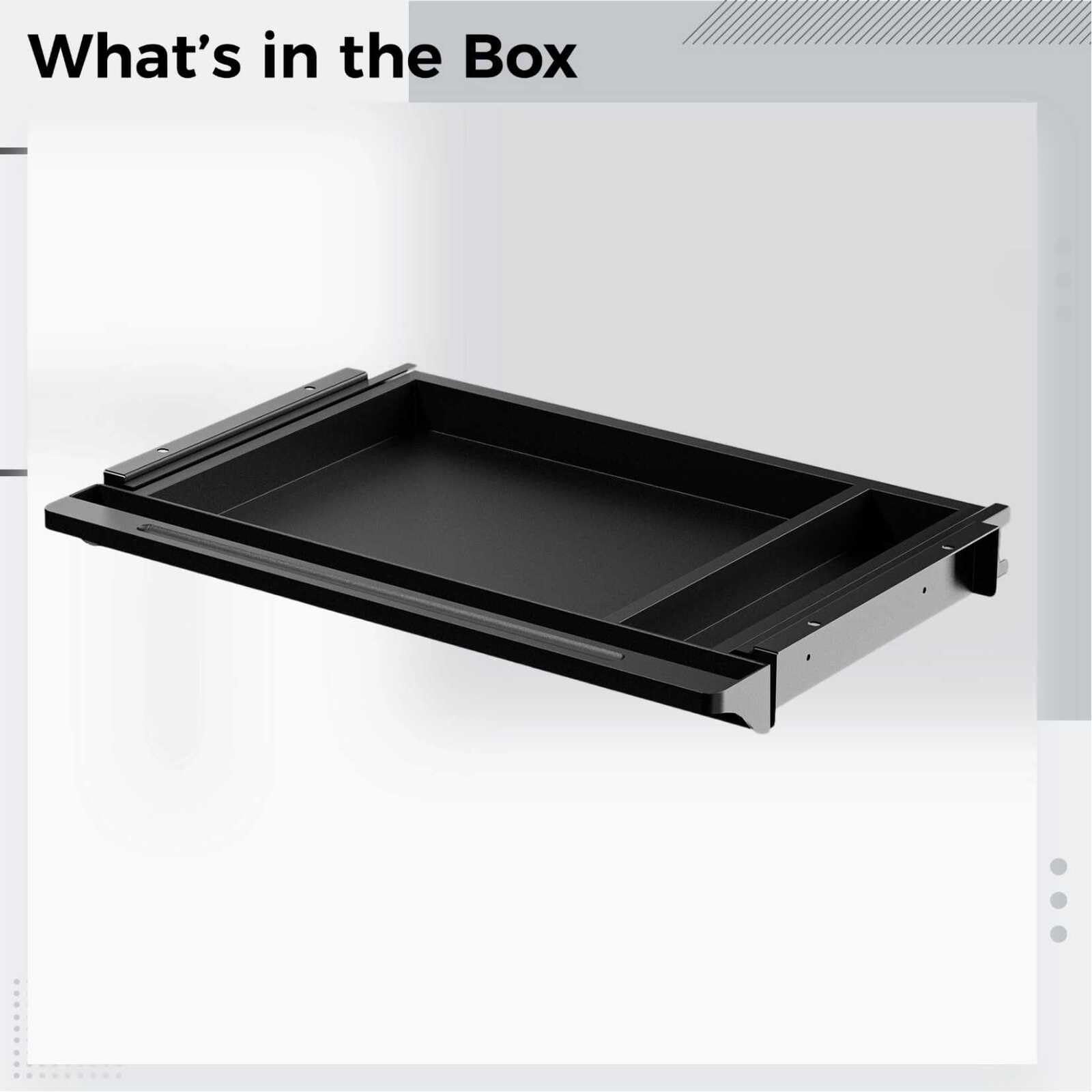 Generisch Organizer per cassetti sotto la scrivania, 52 cm di lunghezza, estraibile, con divisori a scomparsa, cassetto nascosto per ufficio, casa, scuola, nero