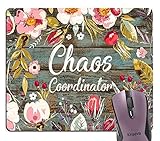 Paket enthalten: 1 * Mauspad. Chaos-Koordinator lustiges Zitat Mauspad benutzerdefinierte, zitiert Vintage farbige Blumenkranz drucken rustikale alte Holzkunst inspirierende Mauspads