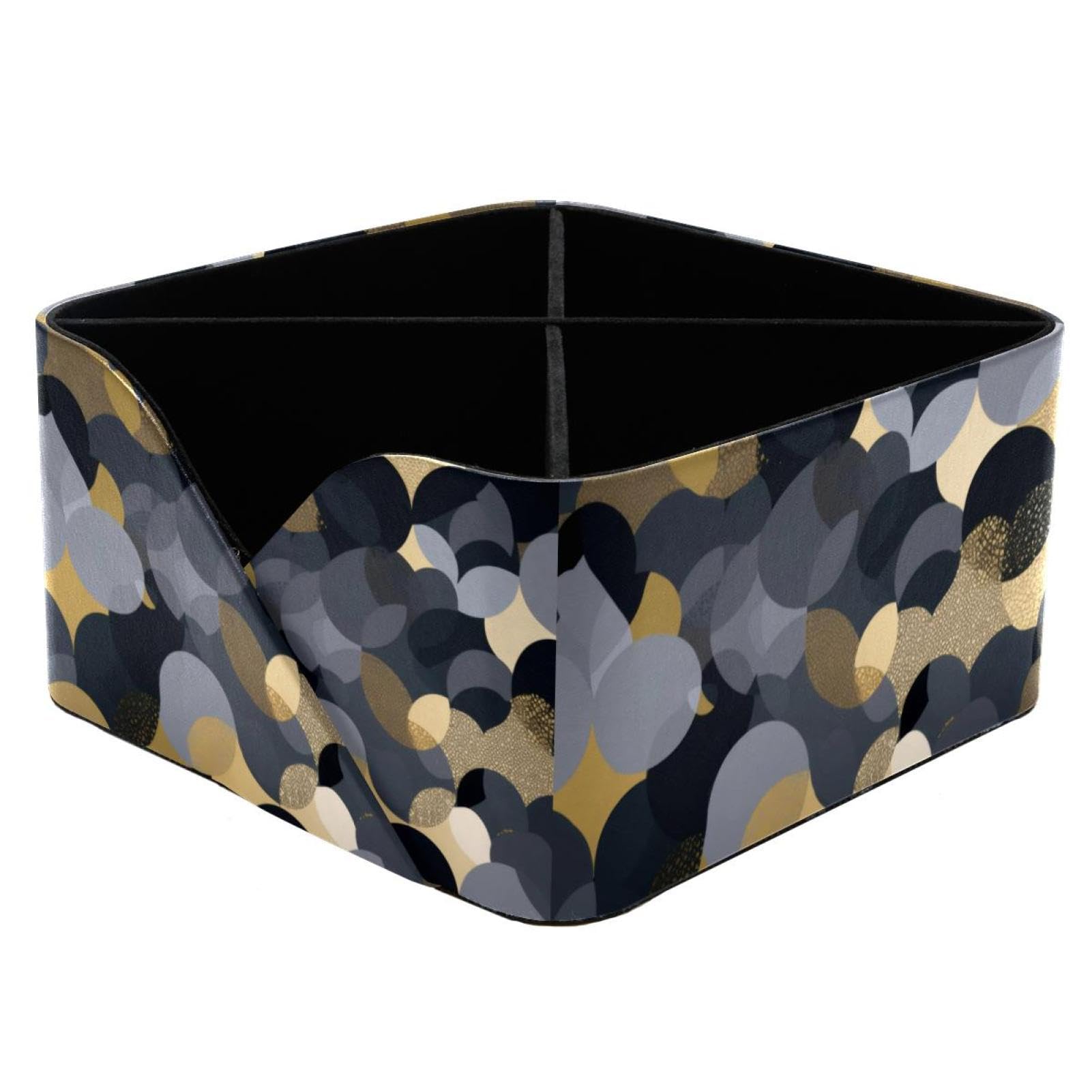Organiseur de bureau rectangulaire à motif géométrique argenté et doré