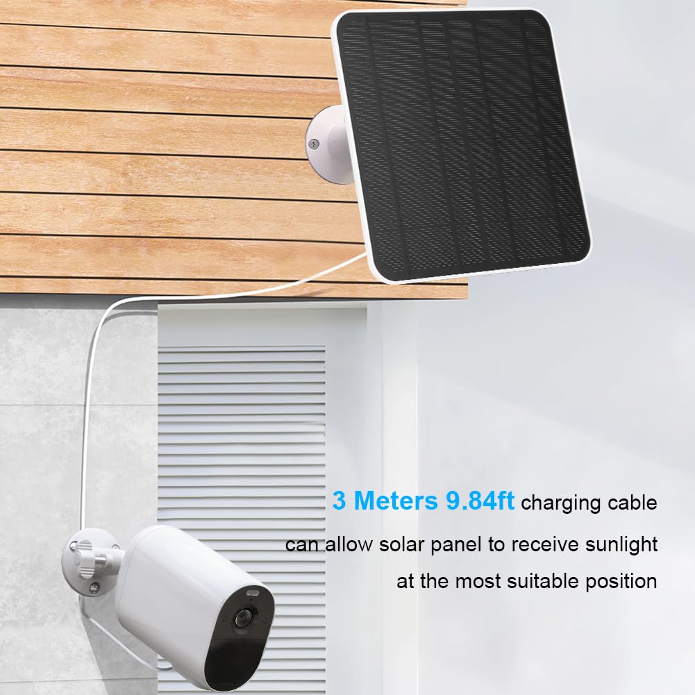 Caricatore di pannello solare compatibile con spot Arlo Essential/XL Caricatore di pannello solare Arlo Essential 4W/6W impermeabile con cavo micro USB da 3 m e supporto murale