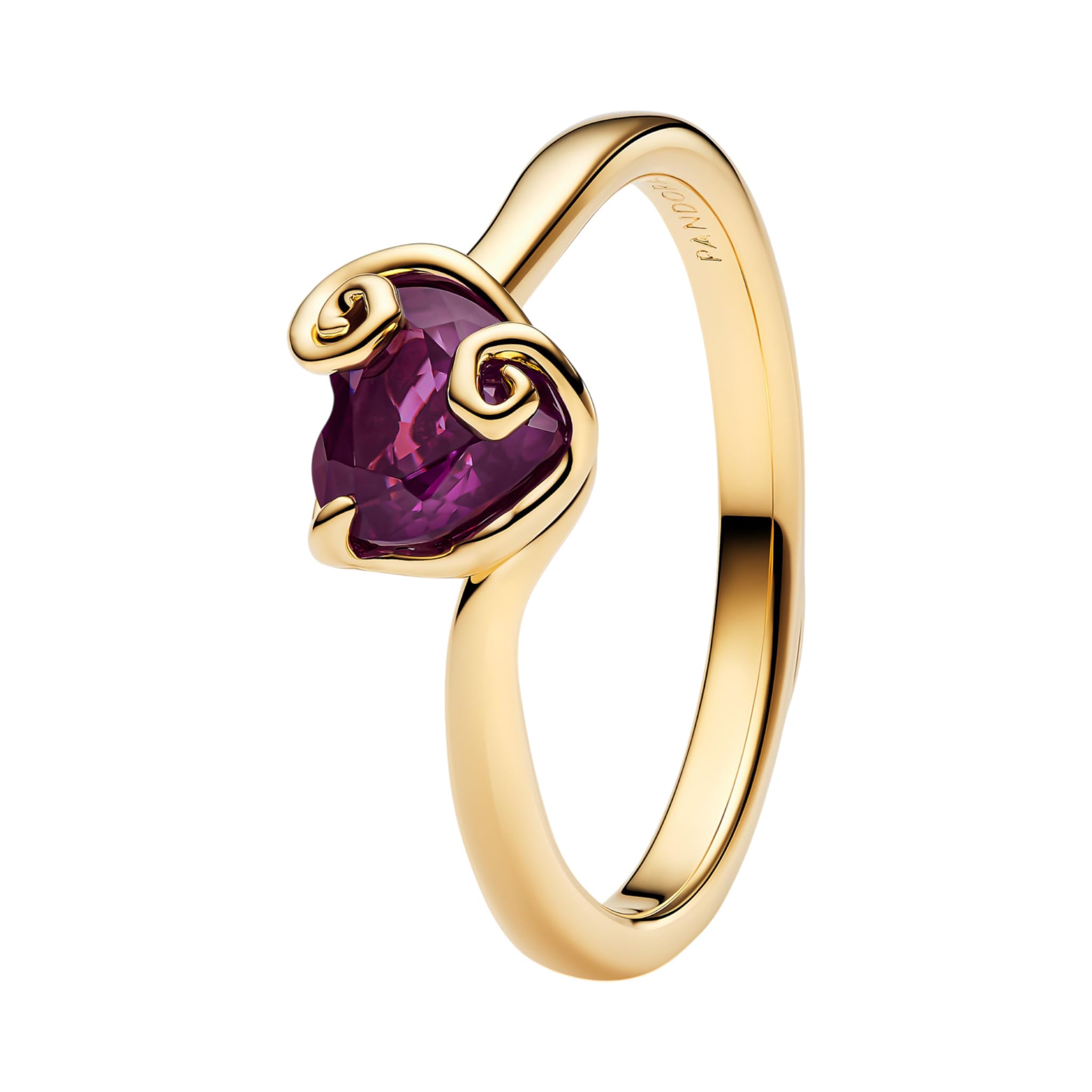 PANDORA Disney The Nightmare Before Christmas Sally Herz Ring mit 14 Karat Vergoldung und violettem Kristall, Größe 54, 164734C01