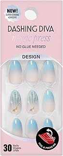 Magic Press Nail Set - Shell We Kiss - Long Round Press On Nails - Long Lasting Gel - Lasts Up to 10 Days - Summer Gel Set - 4-Piece Manicure Kit with 30 Nails