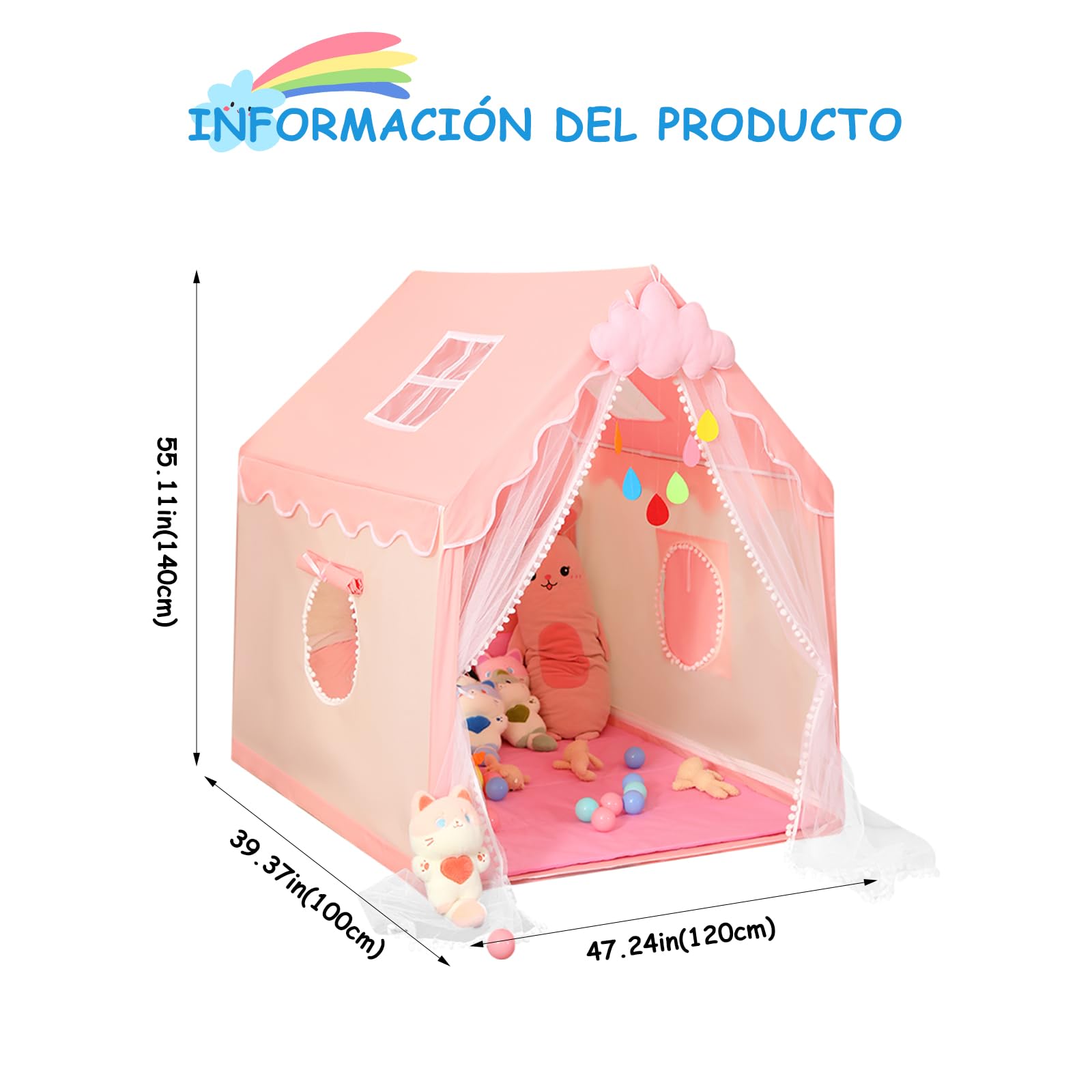 Ergocar Tenda da Gioco per Bambini, Tenda per Bambini Portatile, Castello della Principessa, Casetta dei Giochi per Interni ed Esterni, Regalo di Compleanno di Natale per Ragazzo e Ragazza