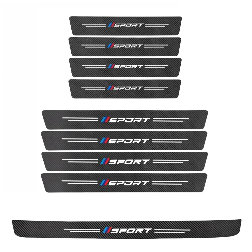 SHITONGSHANGMAO Door Threshold Strip for Mitsubishi Eclipse Cross PHEV 2021 2022 2023, Car Door Sill Protector 9PCS 7cm Wide Bumper Guard Anti-Scratch Carbon Fiber Texture Set Black,B