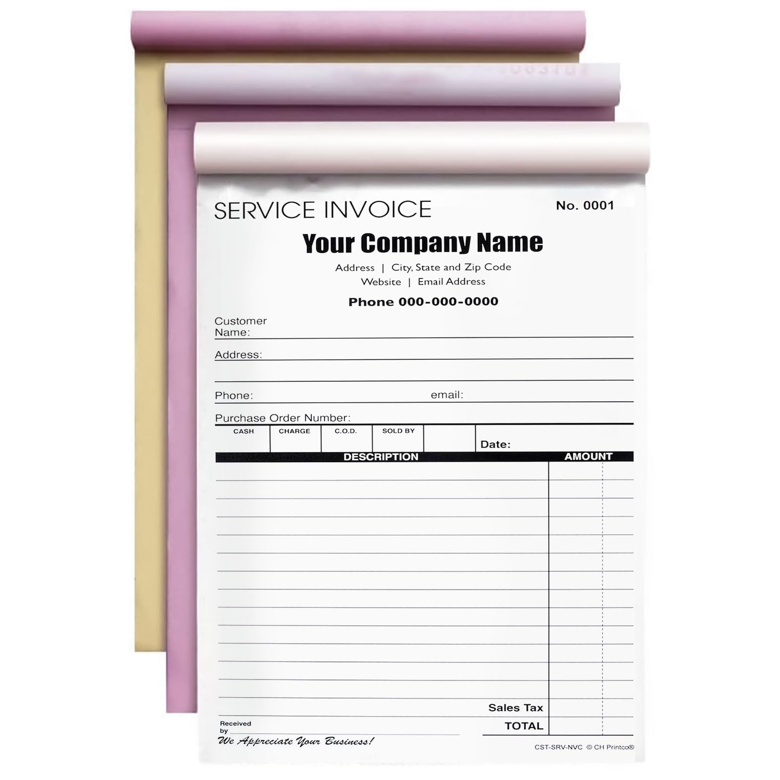 JJ GRADGOWN 3 Books (150 Sets) Personalized Invoice Form with Your Company Name, Custom Carbonless Form 8.3x5.5in Duplicate Invoices,Sales Receipts, Quotations, Purchase Orders