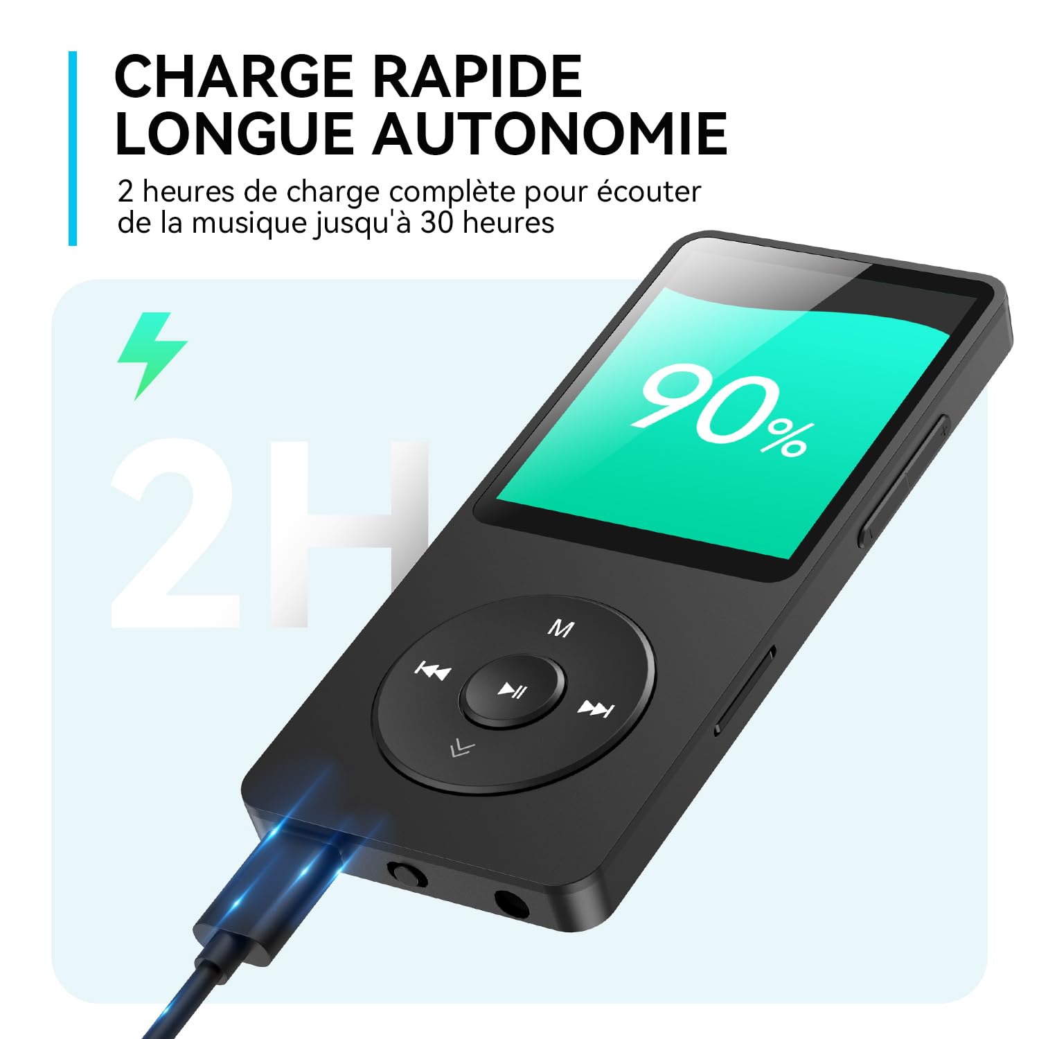 AGPTEK 64Go MP3 Bluetooth 5.3 avec Haut-Parleur & Bouton Volume, Lecteur Musical Portable Radio FM Enregistrement Podomètre Vidéo Baladeur sans Perte MP3 Sport Cadeau Adulte Enfant-Noir(sans Casque)