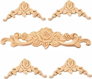 MUXSAM Juego de 5 calcomanías de madera talladas decorativas sin pintar para puerta de cama, armario, mantel, techo, pared, cabecero, decoración de manualidades, proyectos de bricolaje