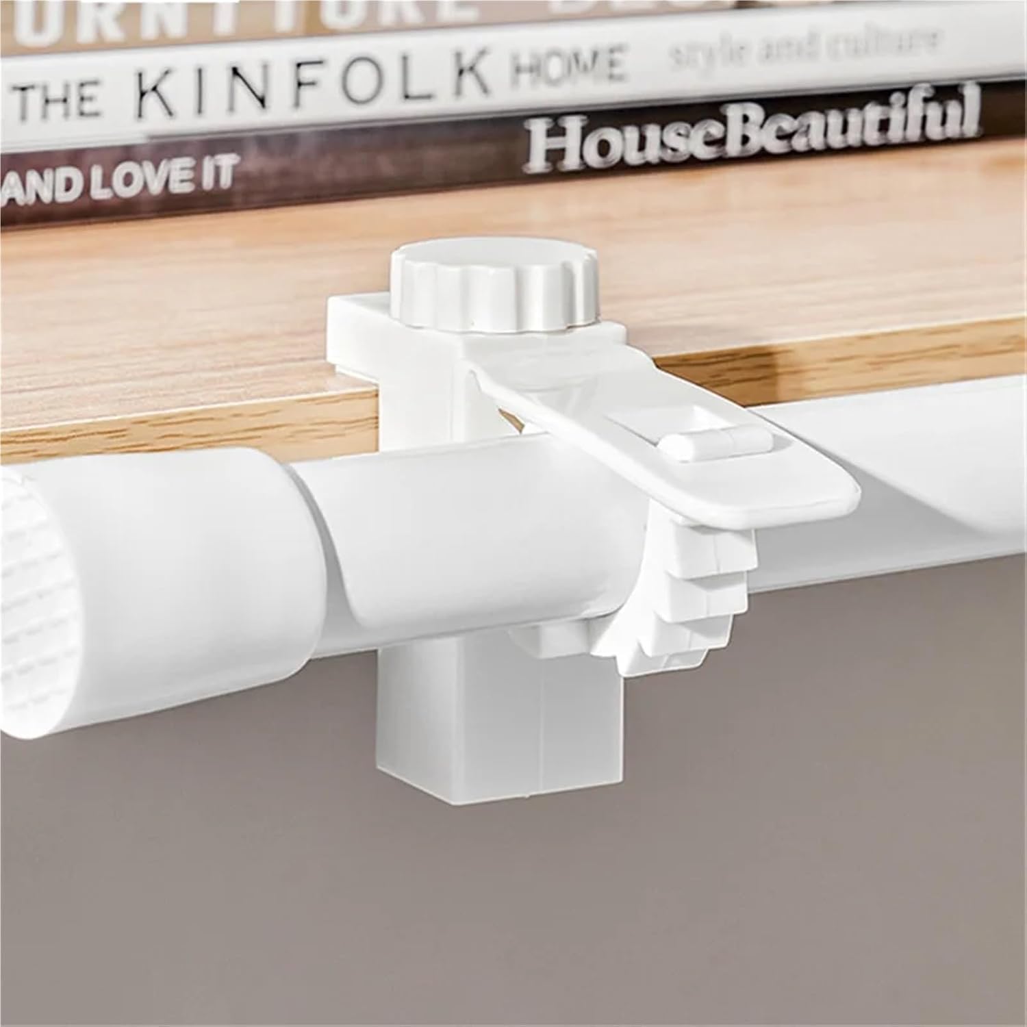 Curtain Rod Bracket 10Pcs Adjustable Curtain Rod Clip Holder Hook No Punch Bracket Towel Fixings Clamp Rack for Bathroom,Kitchen,Home