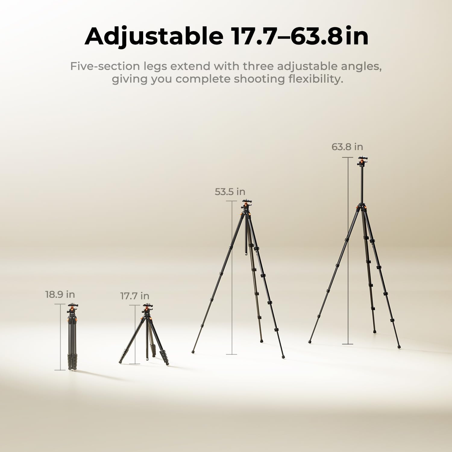 K&F CONCEPT 63" Aluminum Travel Camera Tripod with Arca-Compatible Ball Head, Compact Portable Lightweight Tripod Weighs 2.6 lb, Max Load 22 lb for DSLR Mirrorless Spotting Scope iPhone Teleprompter