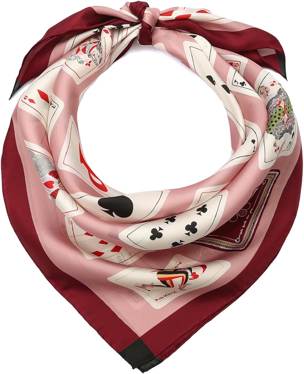 Kate Spade Women's Playing Cards Silk Square, Stylish & Light Fashion Accessory, Everyday Styling