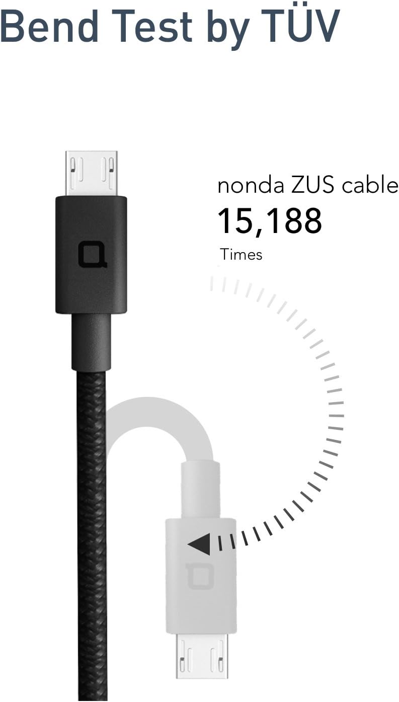 nonda [3 Pack] ZUS Super Duty USB A to Micro USB Cable with Aramid Fiber, 4ft/1.2m, Charger and Data Sync for Android Smartphones Including Samsung, Nexus, LG, Kindle (Black)