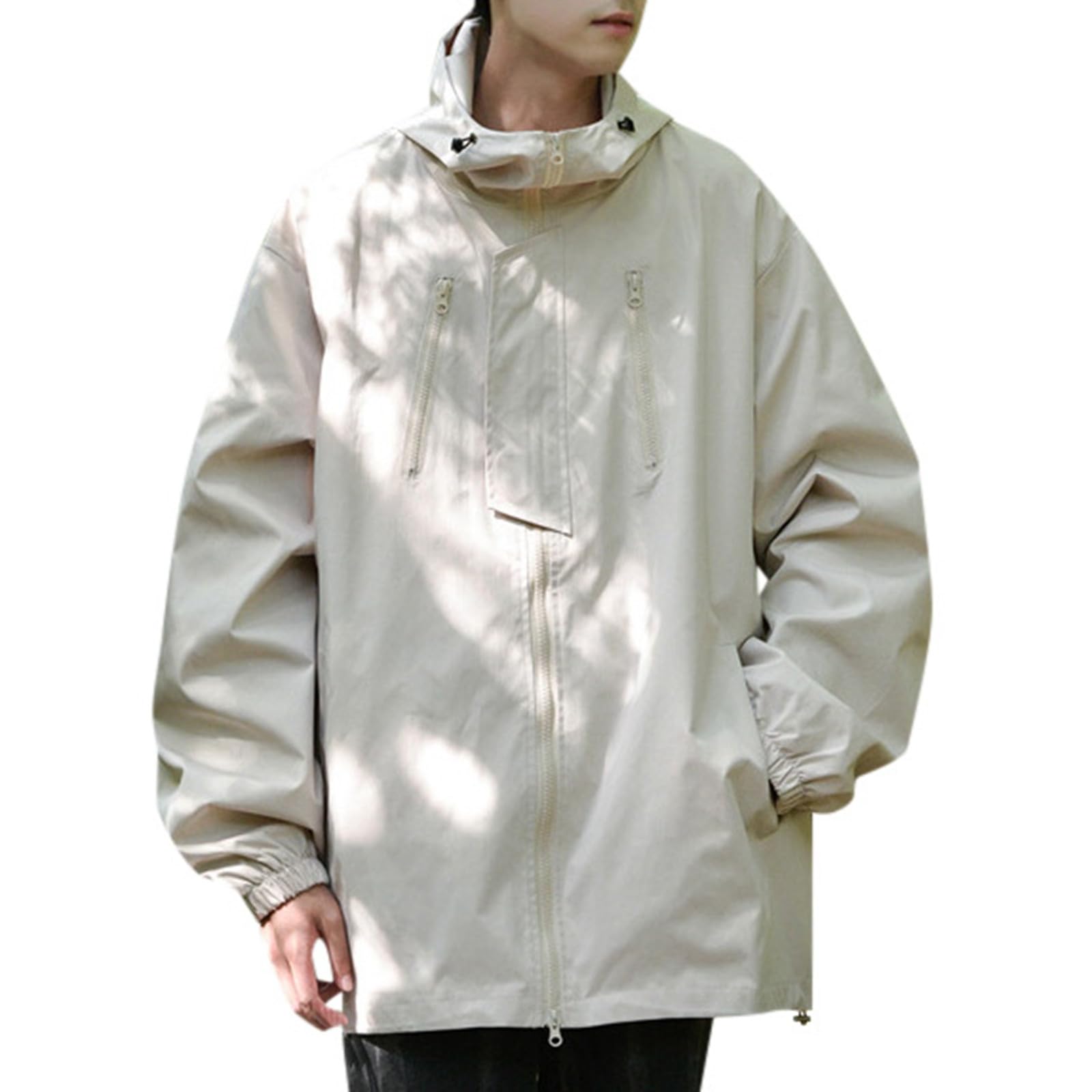 Giacca Impermea da Uomo, Giubbotto Primaverile Uomo, Giacca da Uomo con Cappuccio Casual Softshell Foderato Jacket Antivento Impermeabile Multitasche All'aperto Giacca Softshell Giacca da Trekking