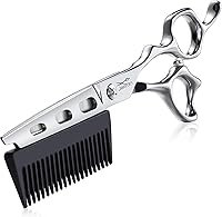 JASON 6 Inch 2-in-1 Professional Hair Cutting Scissors with Detachable Comb, 440C Japanese Steel Barber Shears, Ergonomic Offset Handle